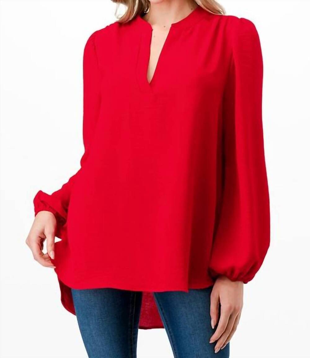 NEW STYLIVE everyday long sleeve blouse in red